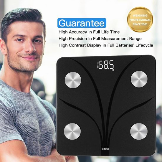 Vitafit 高精度蓝牙智能数字体脂/体重秤5.5折 18.69加元！