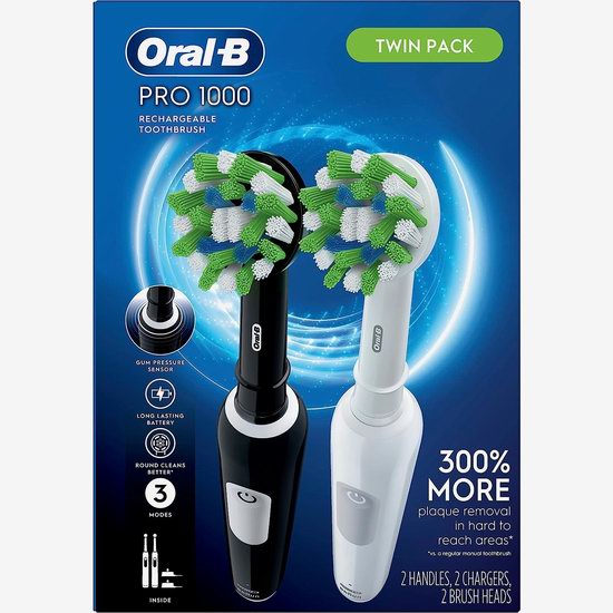 黑五价！Oral-B Pro 1000 电动牙刷2件套超值装5.3折 89.99加元包邮！