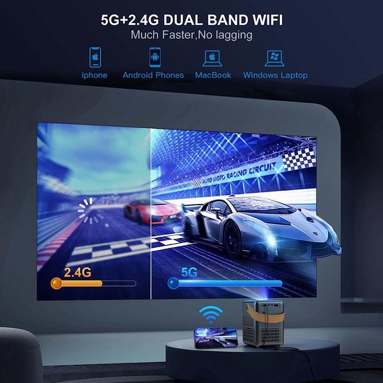 白菜价！WiMiUS P61 原生1080P 5G WiFi蓝牙 电动对焦 家庭影院投影仪3折 119.99加元包邮！