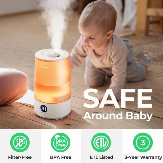 Homvana 3升 三合一 超声波雾化加湿器5.3折 42.49加元包邮！