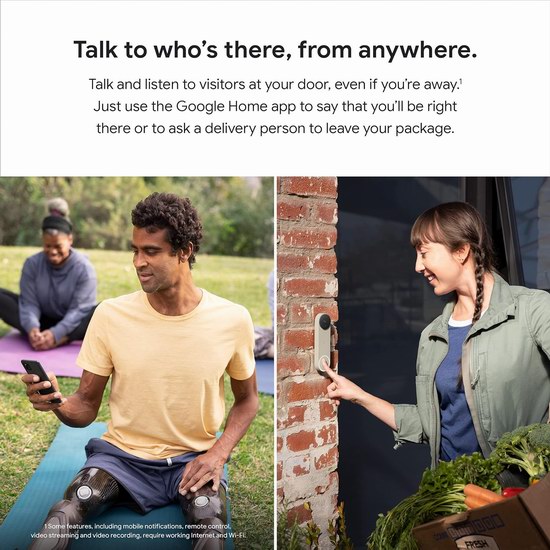 Google Nest Doorbell 第二代家庭安防智能可视门铃6.2折 149.99加元包邮！有线无线2款各2色可选！