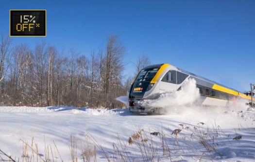 Via Rail 维亚火车冬季大促 ，全国火车票7.5折起！