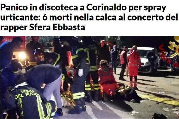 缩略图 | 意大利一夜店发生踩踏事件 已致多人死亡118人受伤