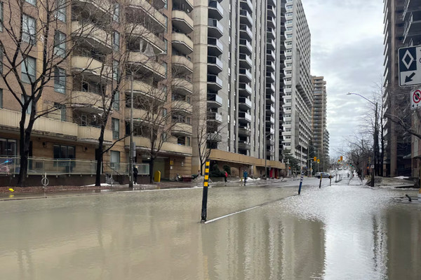 缩略图 | 消防栓损坏导致道路被淹，渥太华市中心道路紧急封闭！